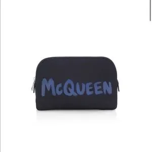 Alexander McQueen | Bags | Alexander Mcqueen Medium Graffiti  Alexander McQueen Medium Graffiti Recycled Faille Zip Pouch Bag - Navy main image 0